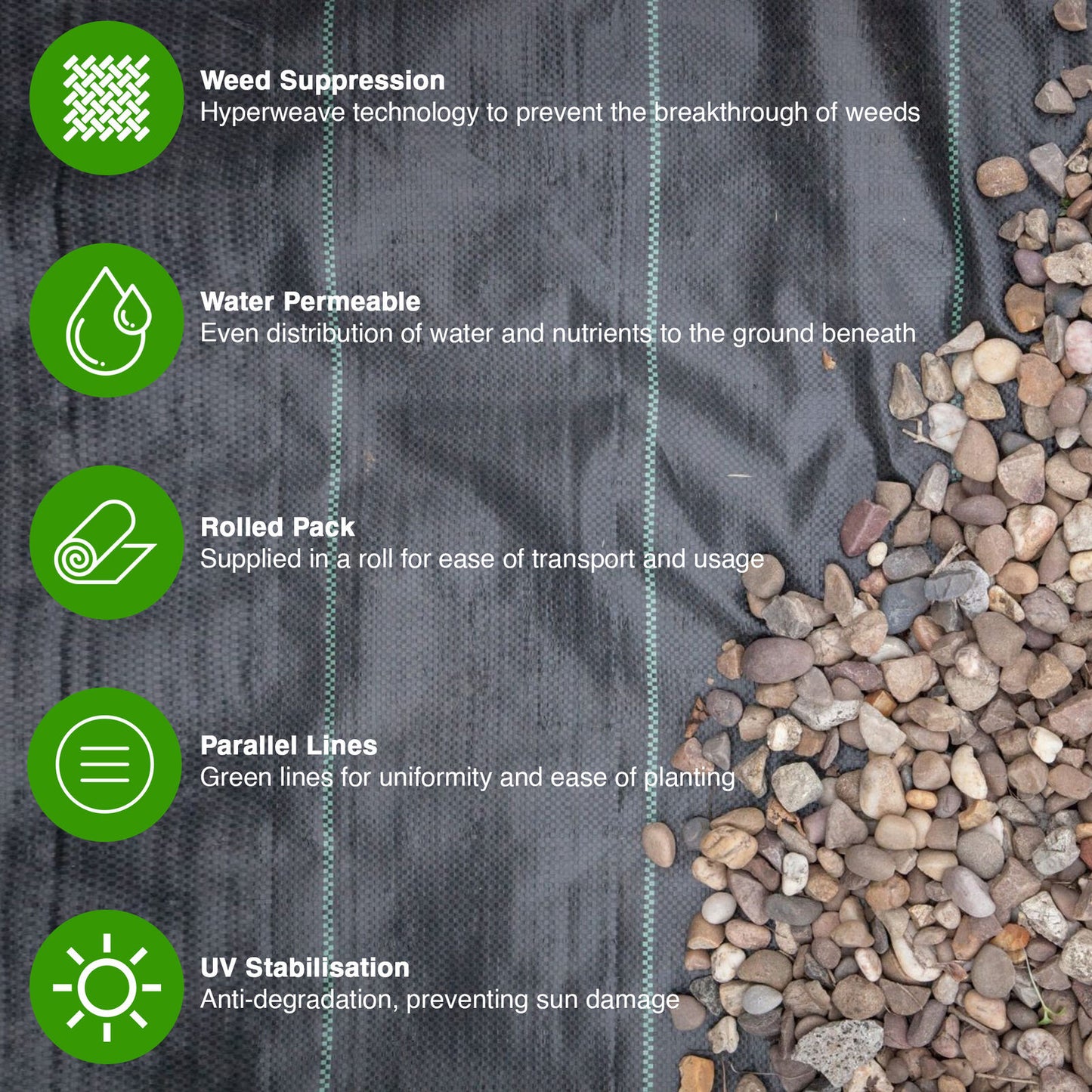 Ground Cover Membrane Heavy Duty Weed Control Fabric 2m Wide