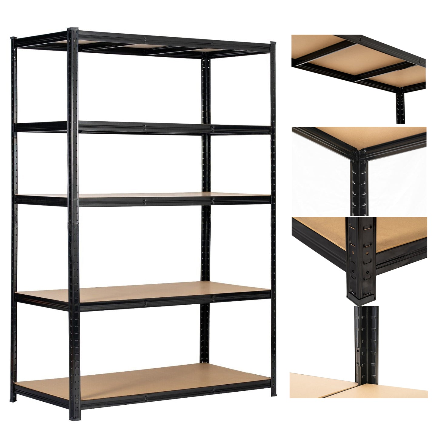 Heavy Duty Racking Boltless Garage Shelving Black 1000kg 5 Tier Boltless Shelving