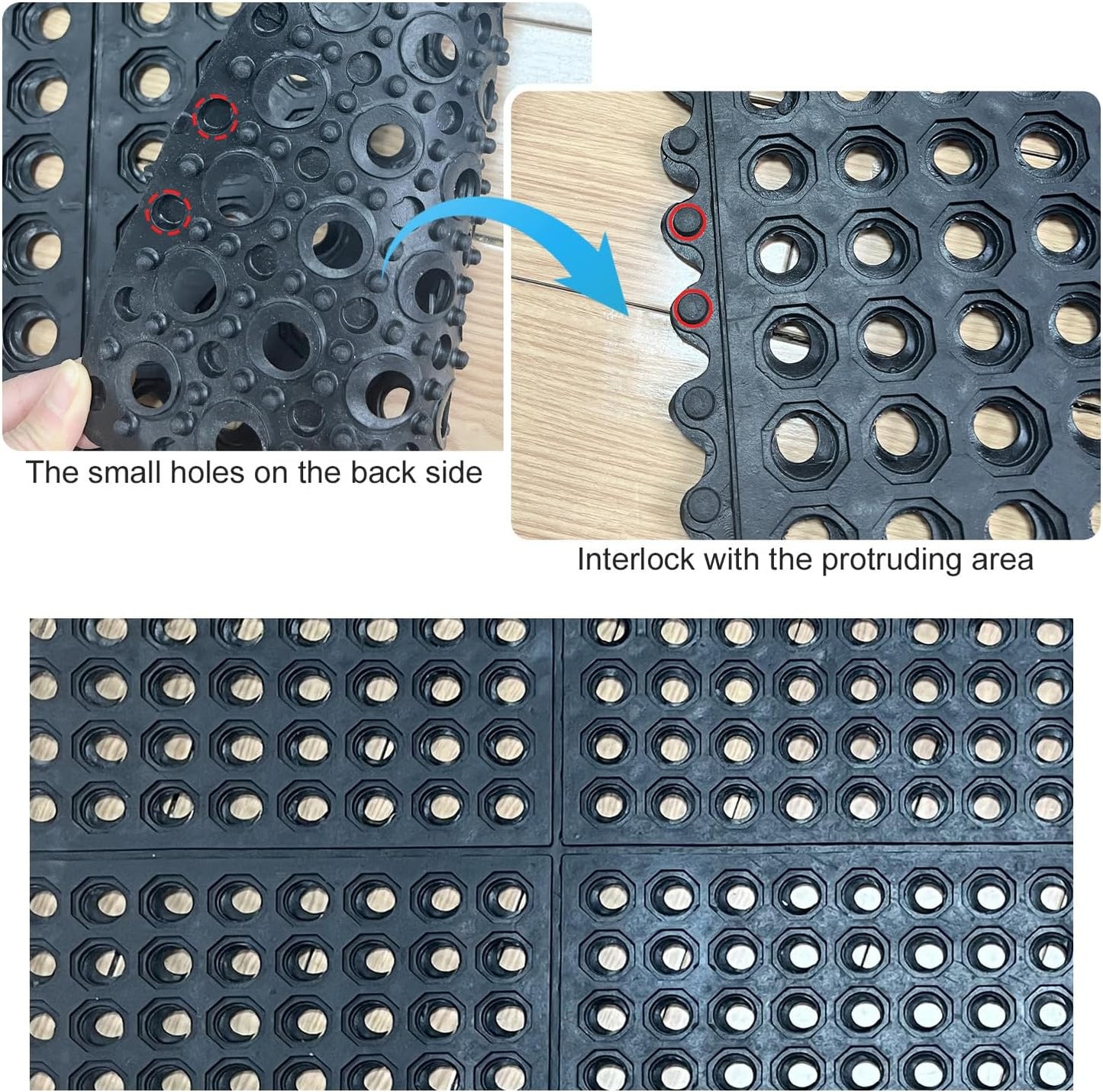 Interlocking Rubber Matting With Holes Bar Garage Shed Tack Room Mats